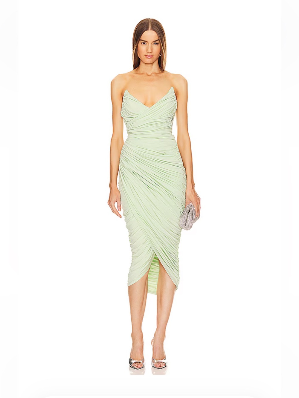 NWT Michael Costello x REVOLVE Elyse Strapless Midi Dress in Mint Green Small